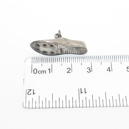 925 Sterling Silver Vintage Golf Shoe Oxidized 3D Charm Pendant