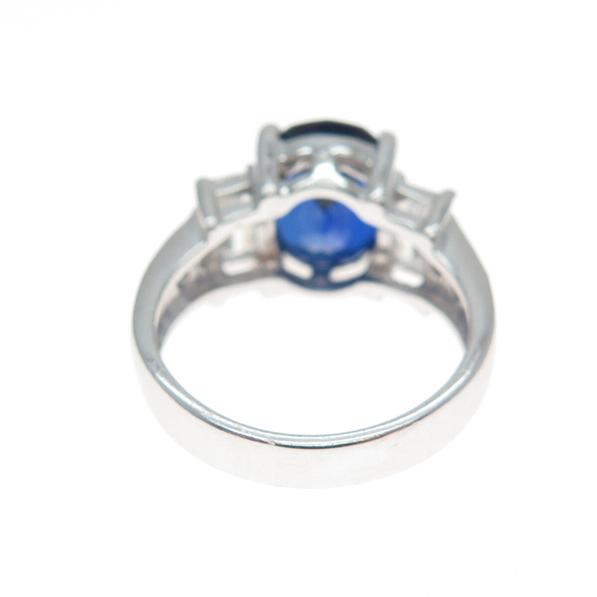 GSJ GOLD STONE JEWELRY 925 Sterling Lab-Created Sapphire & C Z Ring Size 6.25