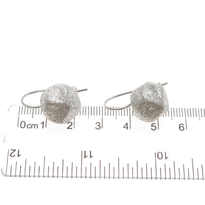 925 Sterling Silver Vintage Italy Modernist Textured Drop Bead Earrings