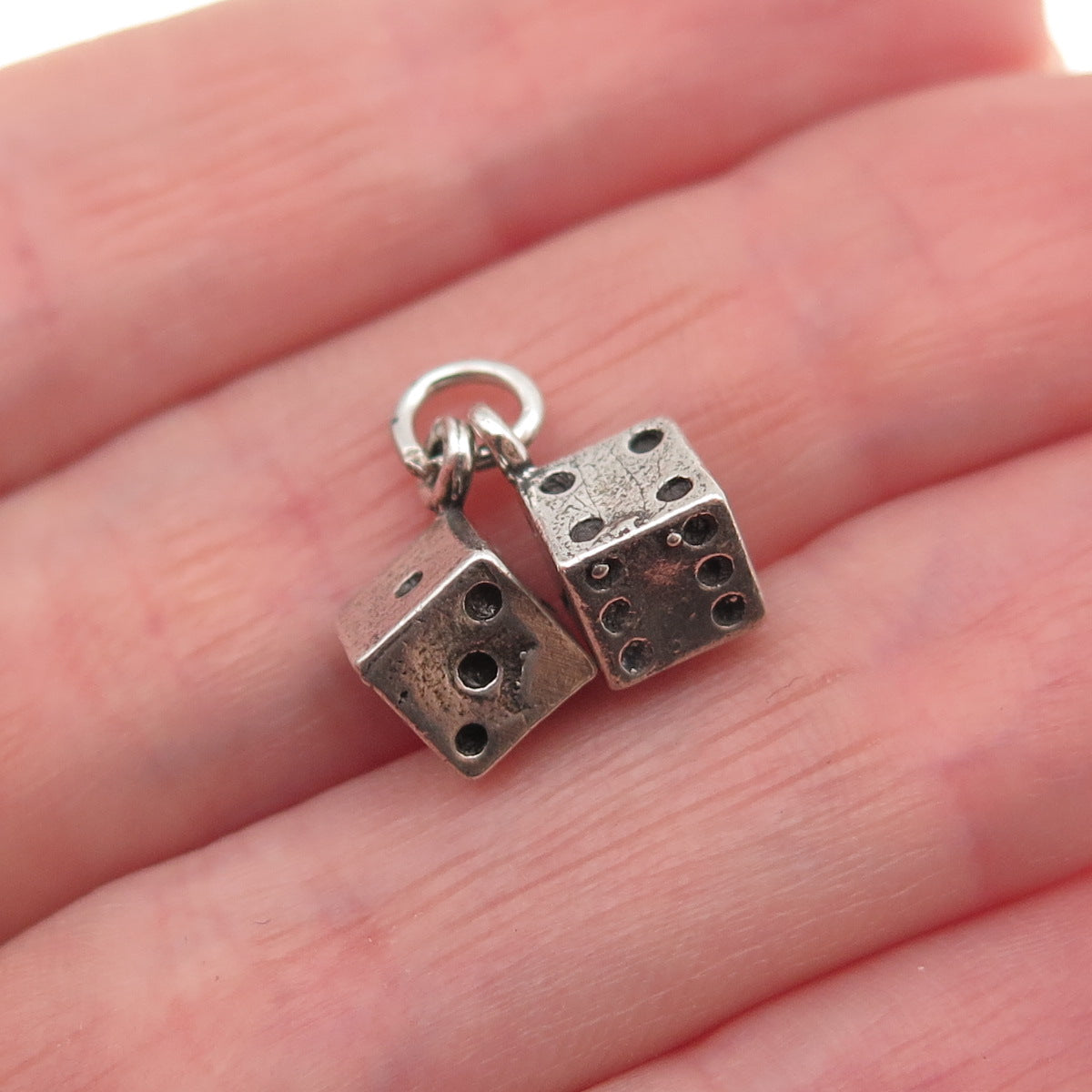 Maisels Indian 925 Sterling Silver Vintage Lucky Dice 3D Mini Charm Pendant