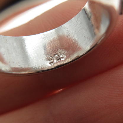 925 Sterling Silver 2-Tone Vintage Heart Dotted Band Ring Size 6