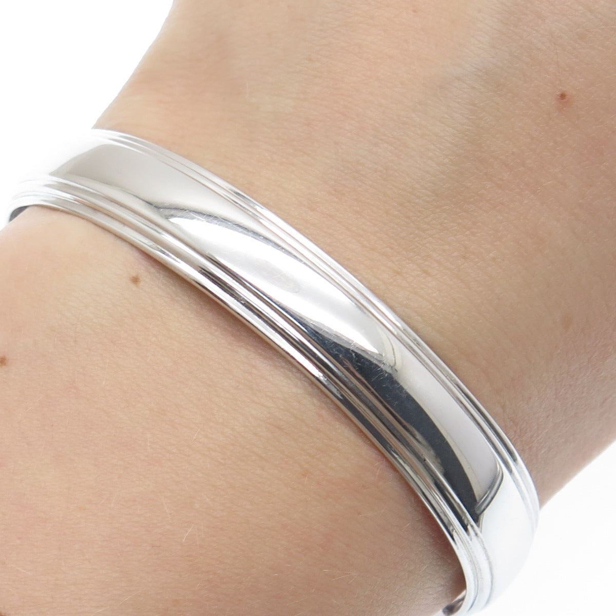 925 Sterling Silver Vintage Modernist Adjustable Cuff Bracelet 7"