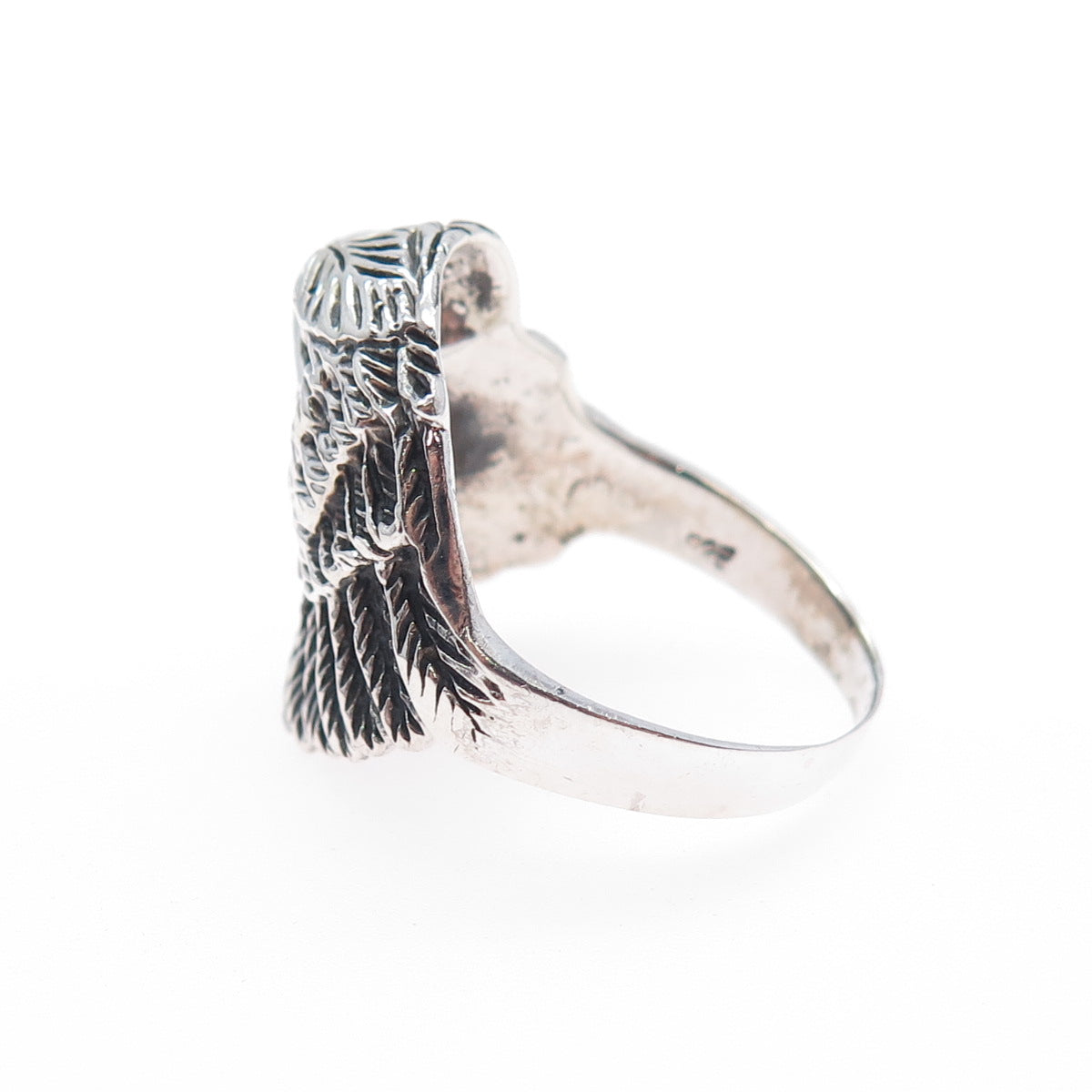 925 Sterling Silver Vintage Eagle Bird Oxidized Ring Size 11.5