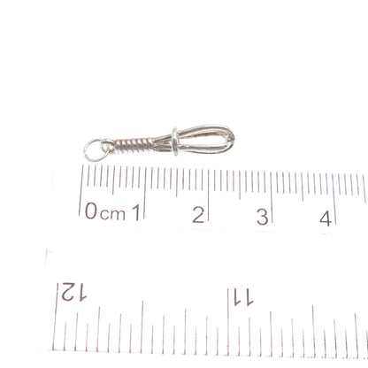 925 Sterling Silver Vintage Whip / Whisk Minimalist 3D Charm Pendant
