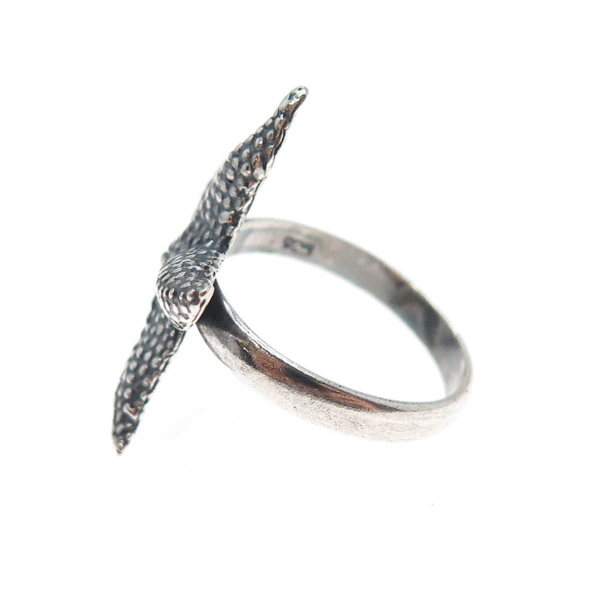 925 Sterling Silver Vintage Starfish Oxidized Ring Size 8.5