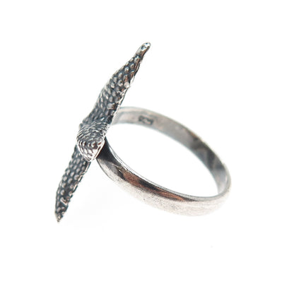 925 Sterling Silver Vintage Starfish Oxidized Ring Size 8.5