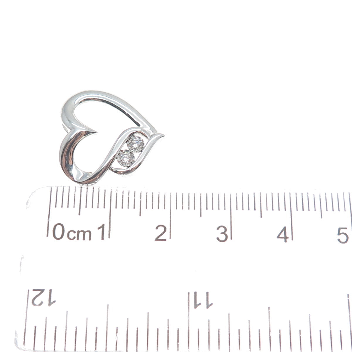 925 Sterling Silver Round-Cut Shaped C Z Open Heart Slide Pendant