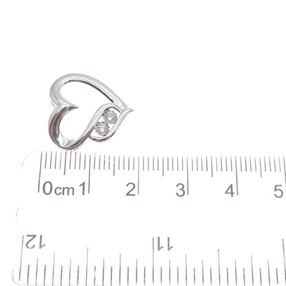 925 Sterling Silver Round-Cut Shaped C Z Open Heart Slide Pendant
