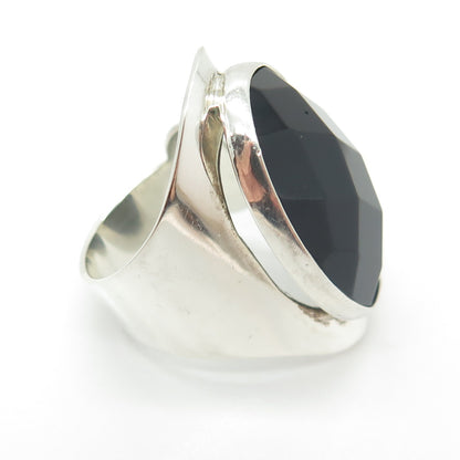 DOMINIQUE DINOUART 925 Sterling Silver Vintage Mexico Black Onyx Ring Size 9