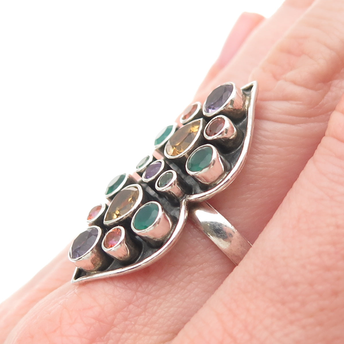Nicky Butler Sterling Silver Vintage Amethyst Citrine Peridot Garnet Ring Size 7