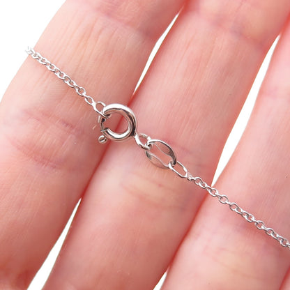 925 Sterling Silver Real Diamond & Amethyst Cable Chain Necklace 18"