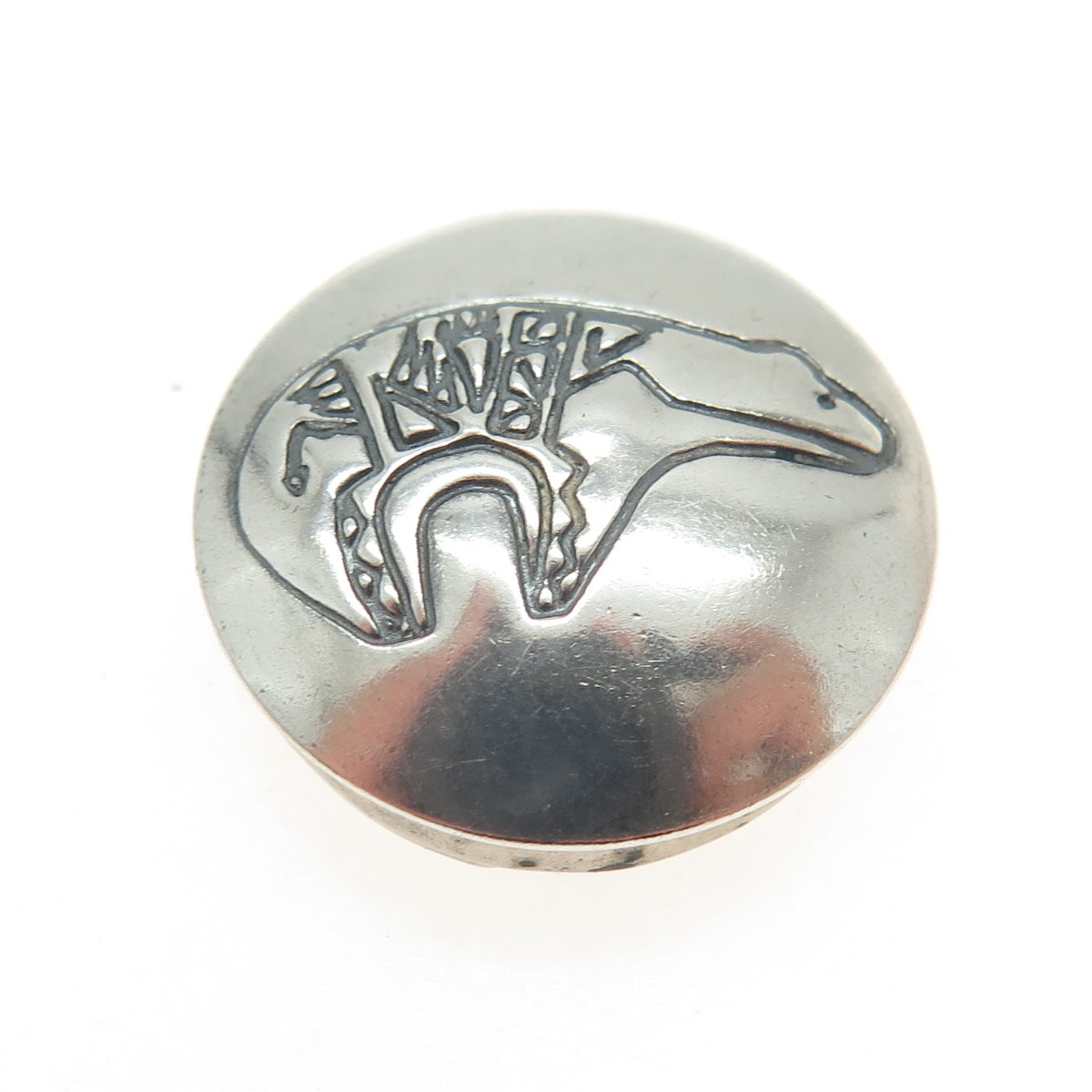 Old Pawn Hopi Sterling Silver Vintage Southwestern Concho Bear Clip Button