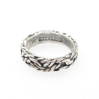 BELL TRADING POST 925 Sterling Silver Vintage Roped Oxidized Band Ring Size 5.25