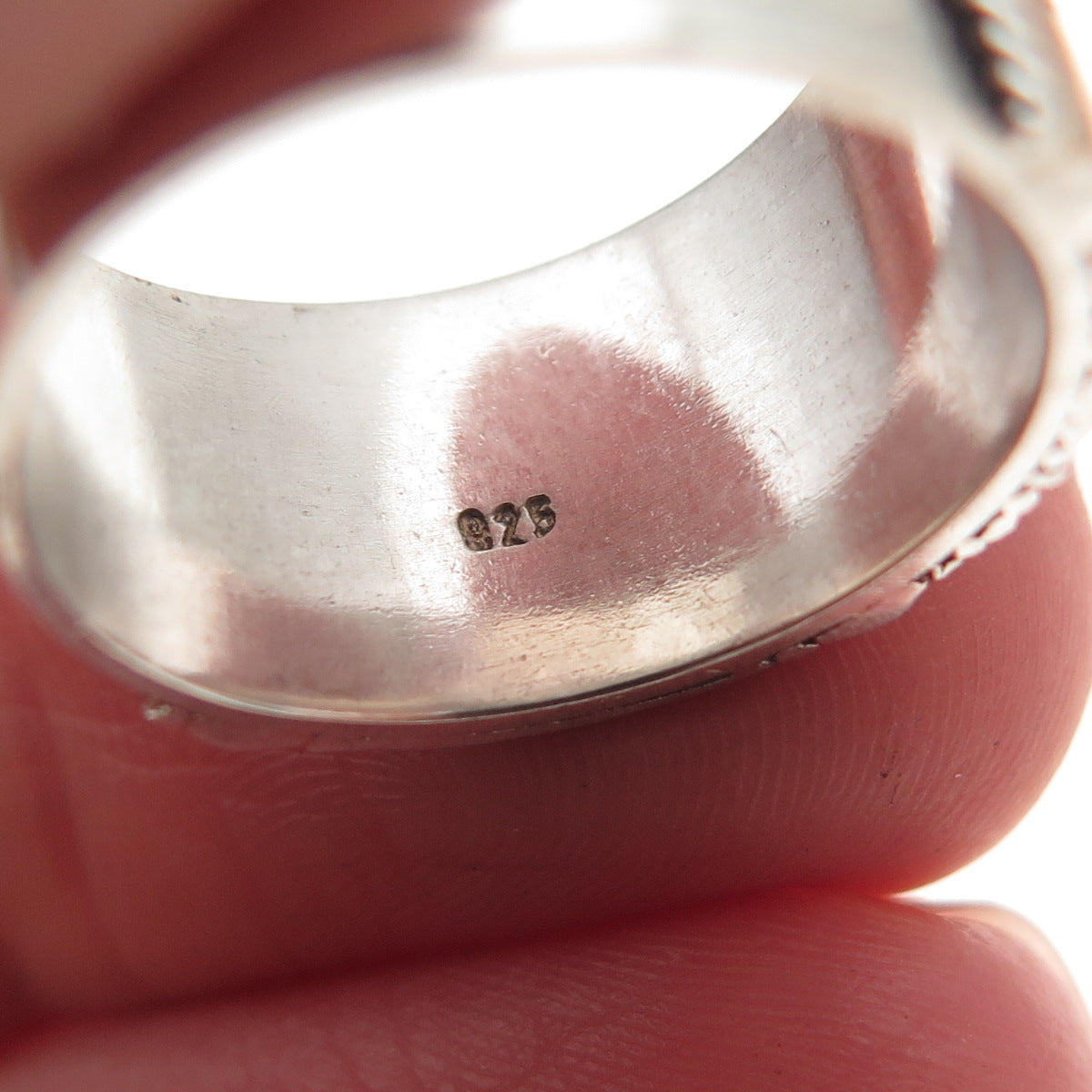 925 Sterling Silver 2-Tone Vintage Modernist Oxidized Ring Size 6.5