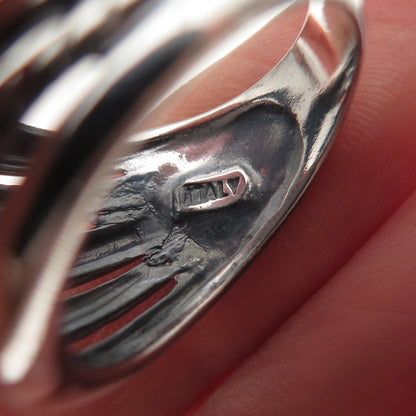 Ted Ott 925 Sterling Silver Vintage Italy Modernist 5-Row Oxidized Ring Size 8