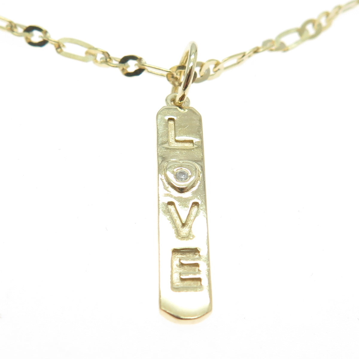 ELA RAE Sterling Silver Gold Plated Real White Topaz Love Chain Necklace 16-18"