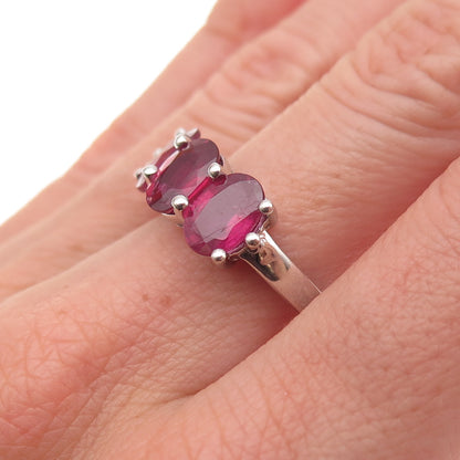 925 Sterling Silver Real Oval-Cut Ruby Ring Size 7