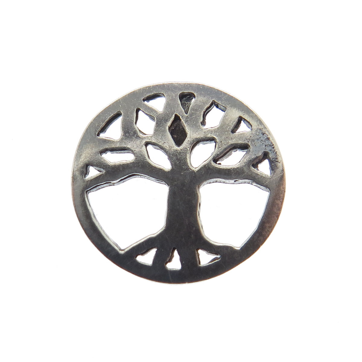 925 Sterling Silver Vintage Tree of Life Round Slide Pendant