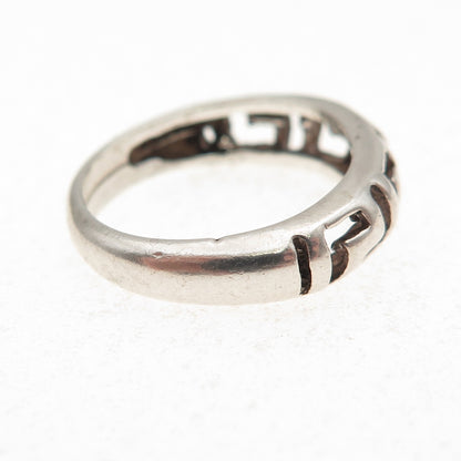 925 Sterling Silver Vintage Greek Key Oxidized Ring Size 6