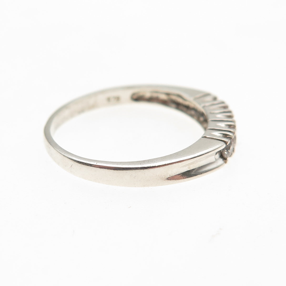 925 Sterling Silver Vintage Round-Cut C Z Band Ring Size 6