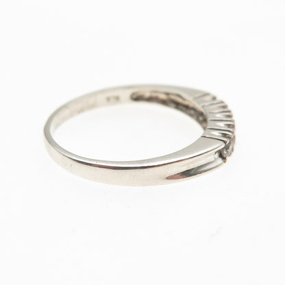 925 Sterling Silver Vintage Round-Cut C Z Band Ring Size 6