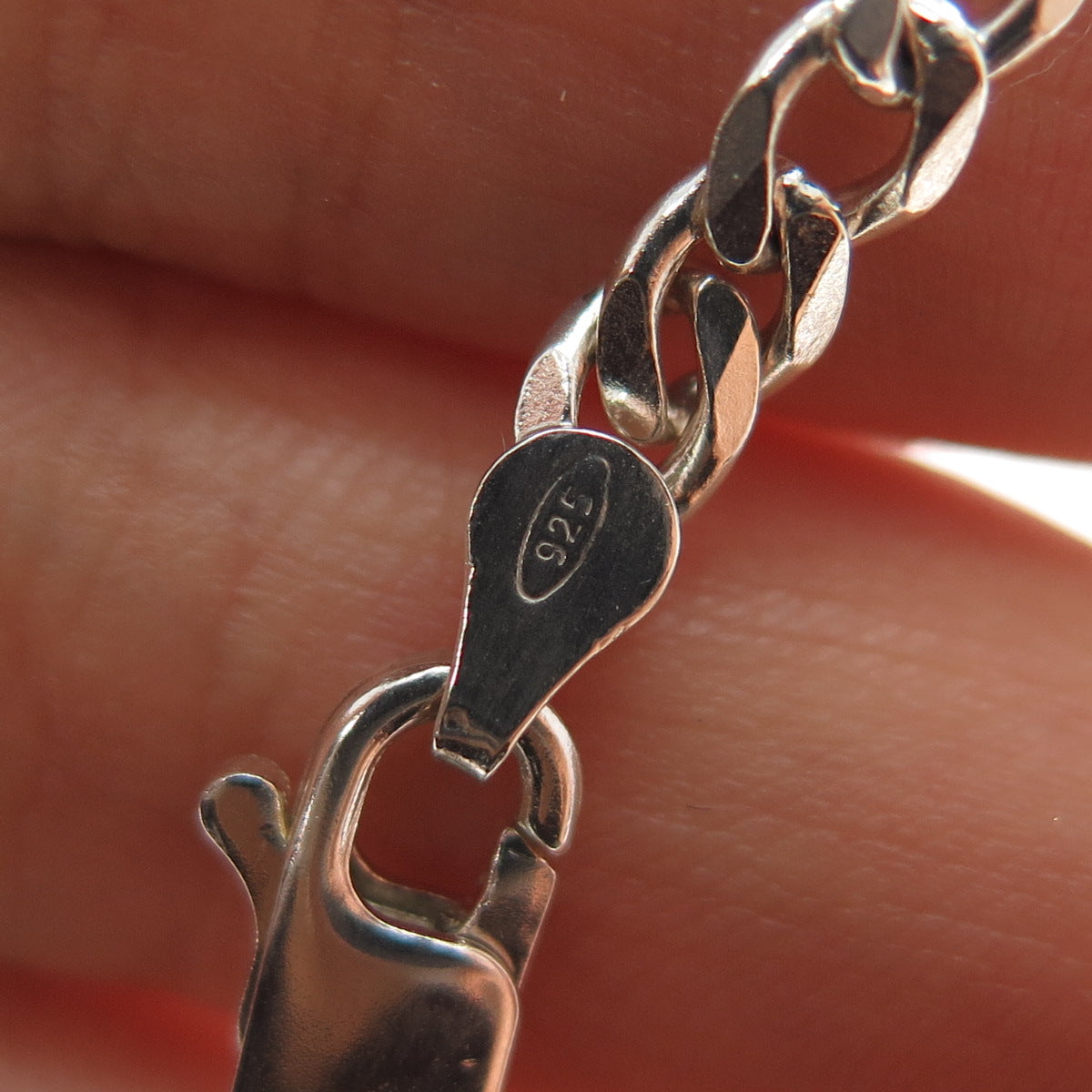 925 Sterling Silver Vintage Italy Curb Chain Necklace 22"
