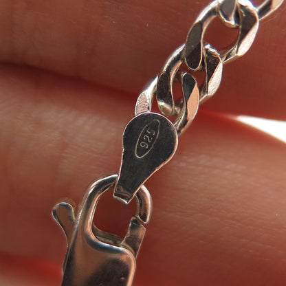 925 Sterling Silver Vintage Italy Curb Chain Necklace 22"