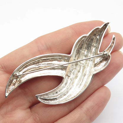 925 Sterling Silver Vintage Ribbed Braided Pin Brooch