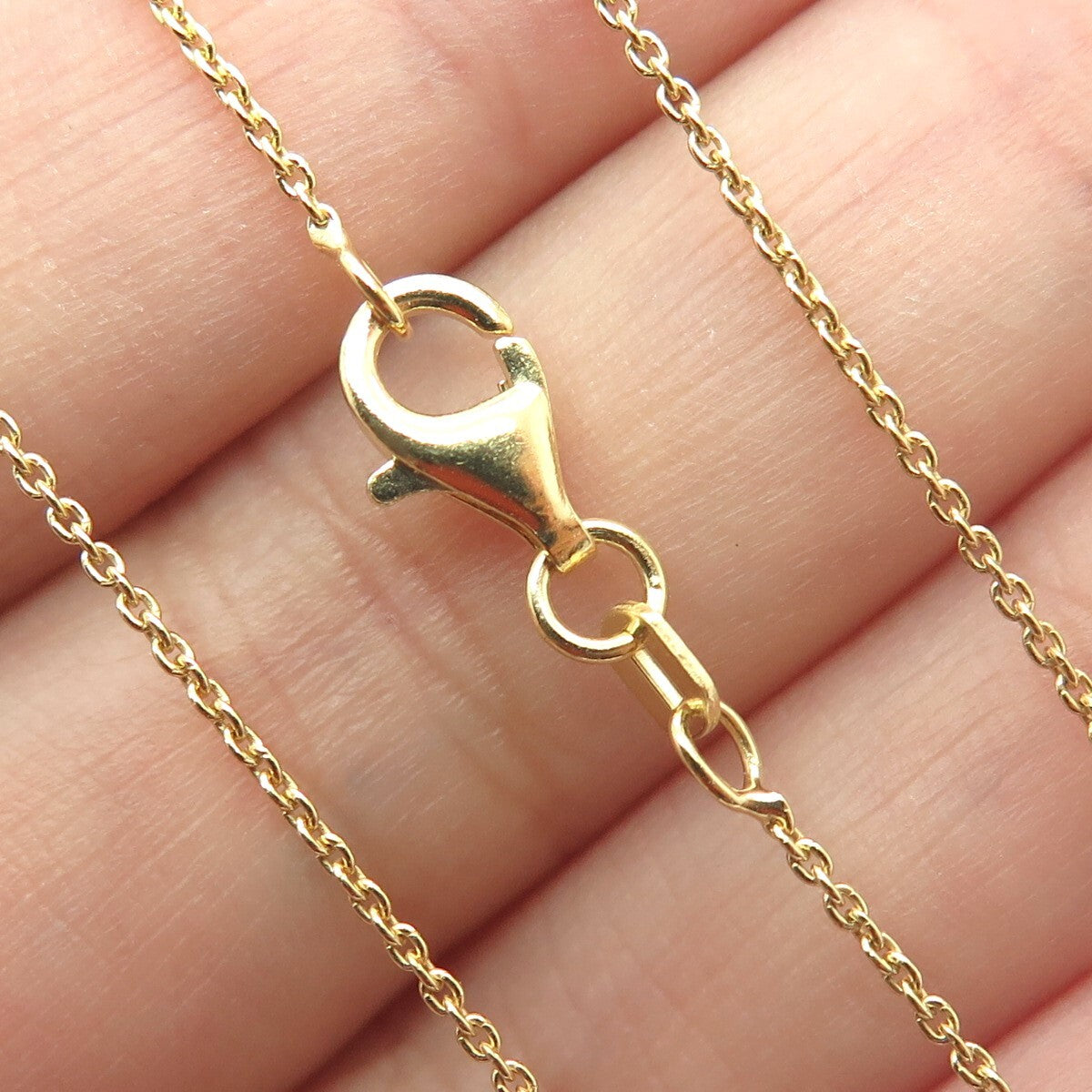 925 Sterling Silver Gold Plated Italy Cable Chain Necklace 16-17"