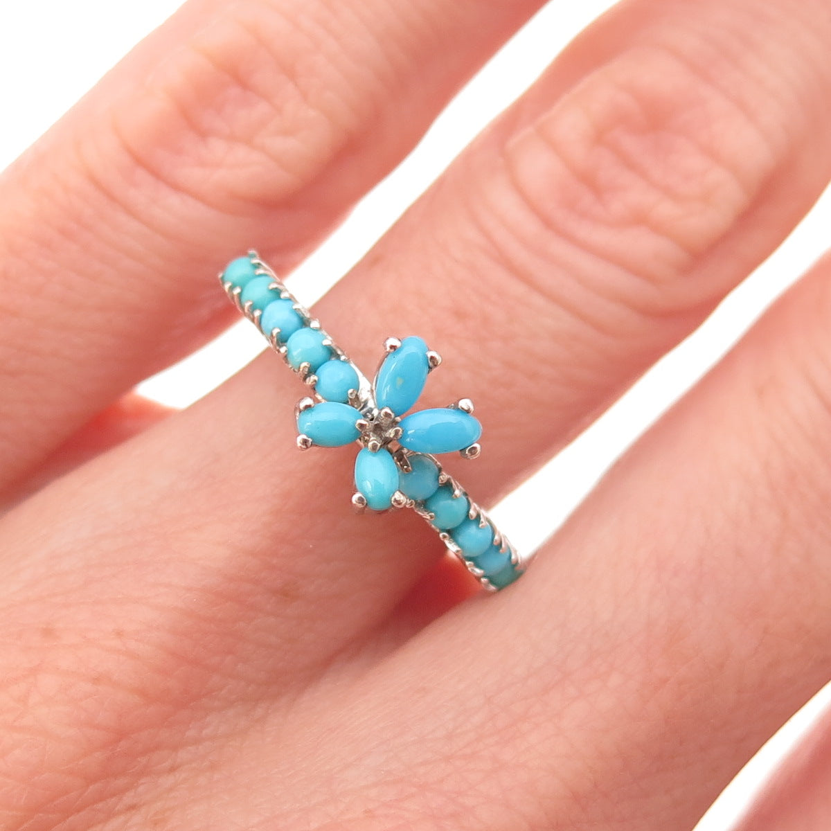 Chuck Clemency 925 Sterling Real Sleeping Beauty Turquoise Butterfly Ring Size 6
