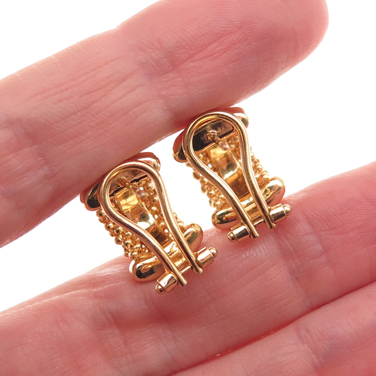 Dasan 925 Sterling Silver Gold Plated Italy Popcorn Link Omega Back Earrings