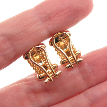 Dasan 925 Sterling Silver Gold Plated Italy Popcorn Link Omega Back Earrings