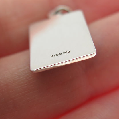 925 Sterling Silver Red Enamel Call Me My Own Minimalist Charm Pendant
