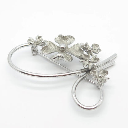 925 Sterling Silver Vintage Beau Floral Pin Brooch