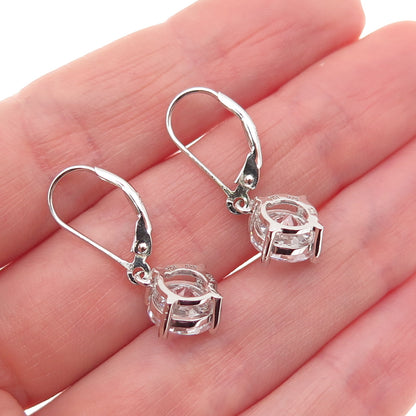 925 Sterling Silver Round-Cut C Z Dangle Earrings