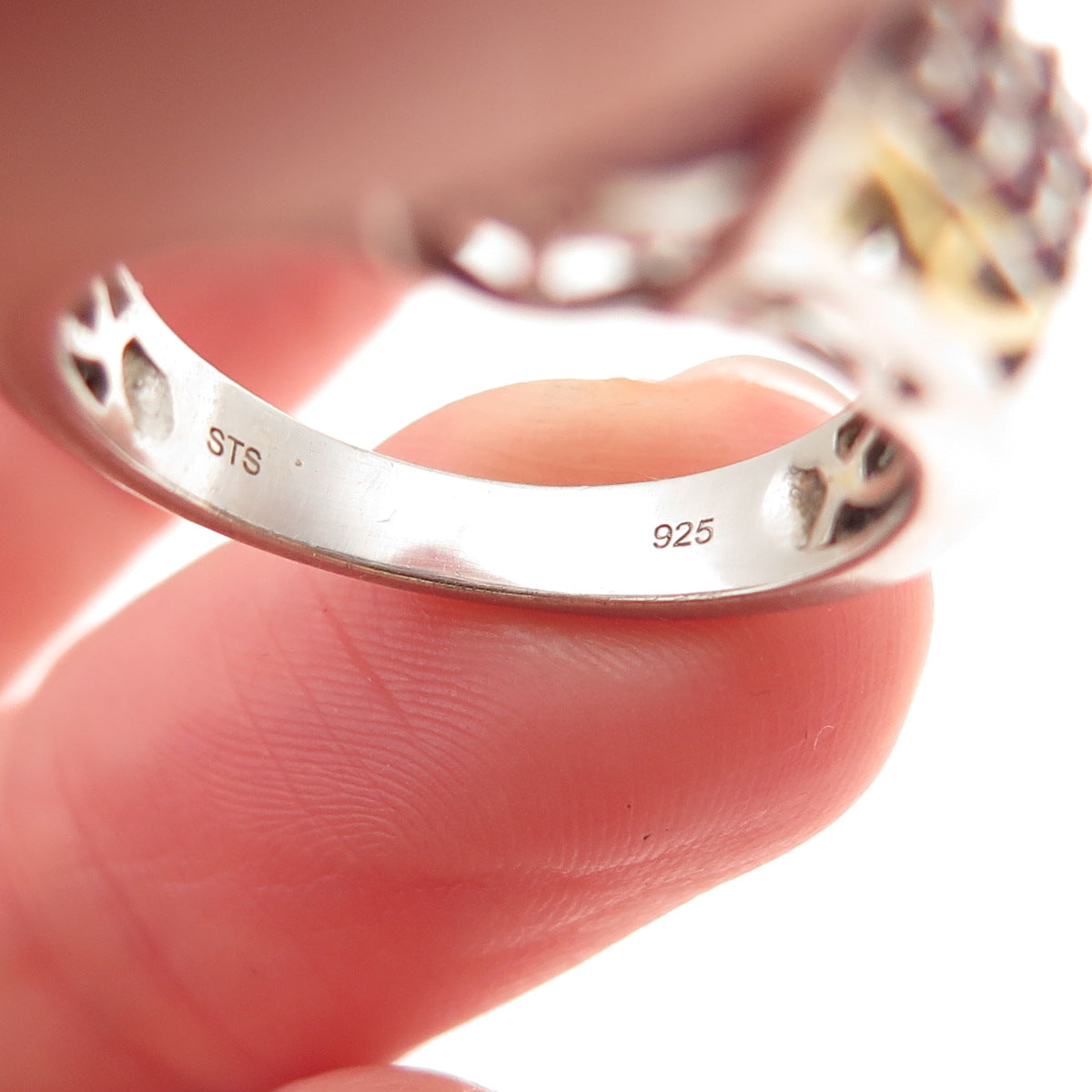 Chuck Clemency 925 Sterling Silver 2-Tone Real Ruby Ring Size 8.25