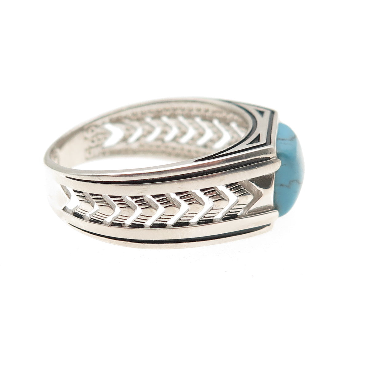 Chimoda 925 Sterling Silver Real Turquoise Arrow Ring Size 13