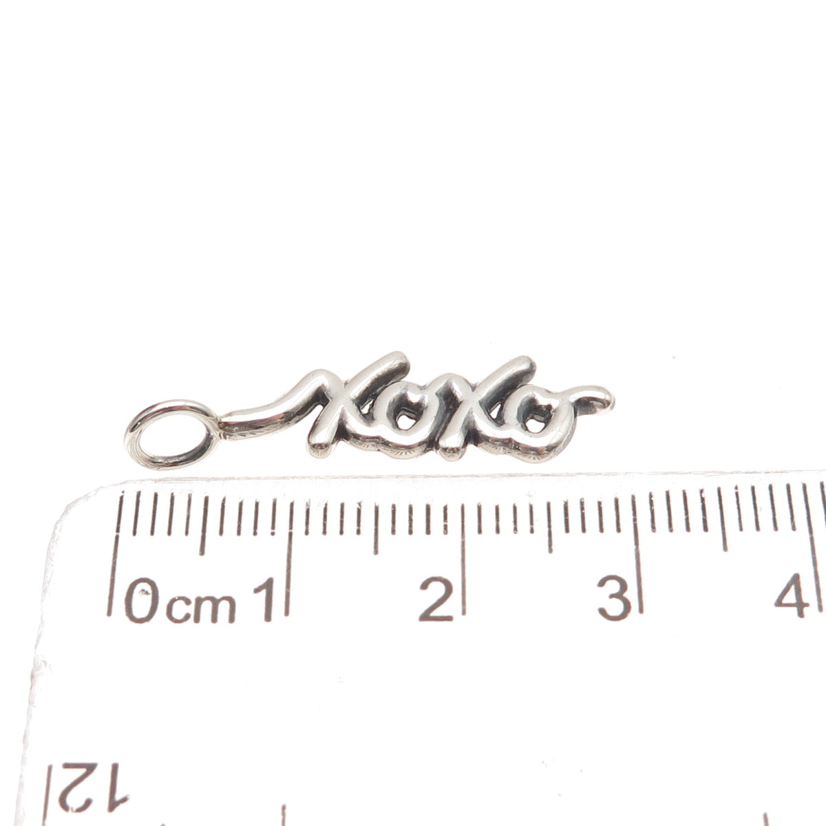 925 Sterling Silver Vintage XOXO Hugs & Kisses Oxidized Charm Pendant