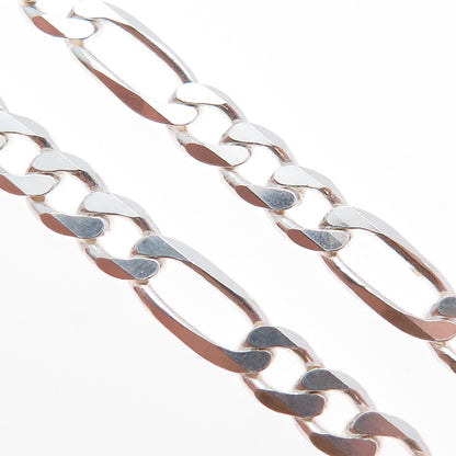 925 Sterling Silver Vintage Italy Figaro Chain Necklace 24"