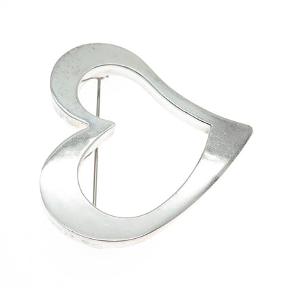 925 Sterling Silver Vintage Mexico Heart Modernist Pin Brooch