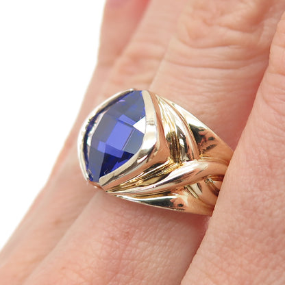 ROSS SIMONS 925 Sterling Silver Gold Plated Cushion-Cut Purple C Z Ring Size 8.5