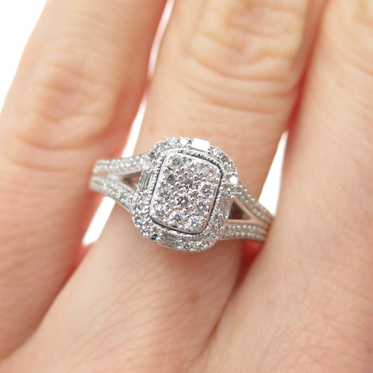 925 Sterling Silver Real Round-Cut Diamond Promise Ring Size 5