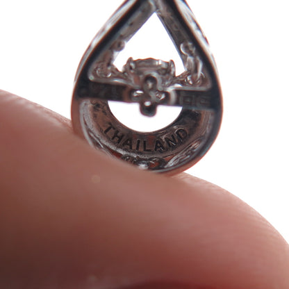 925 Sterling Silver Real Round-Cut Diamond Twisted Slide Mini Charm Pendant