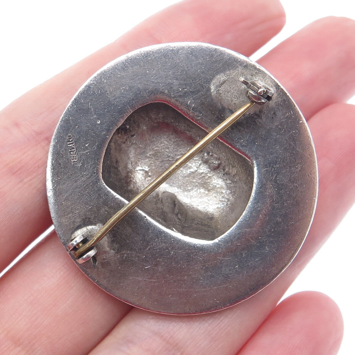 925 Sterling & 900 Coin Silver Antique One Morgan Dollar Repousse Pin Brooch