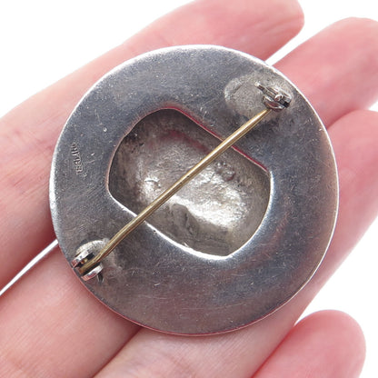 925 Sterling & 900 Coin Silver Antique One Morgan Dollar Repousse Pin Brooch