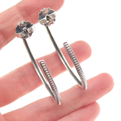 Slane & Slane 925 Sterling Silver Vintage Oxidized Beaded Hoop Earrings