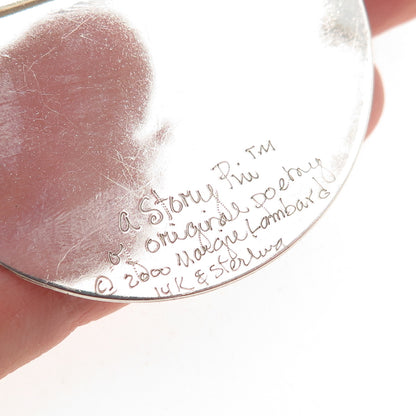 Margie Lombard 925 Sterling Silver 14K Gold Vintage 2000 A Story Pin Brooch
