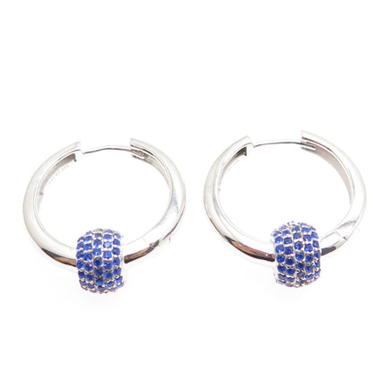 925 Sterling Silver Round-Cut Lab-Created Sapphire Ball Hoop Earrings