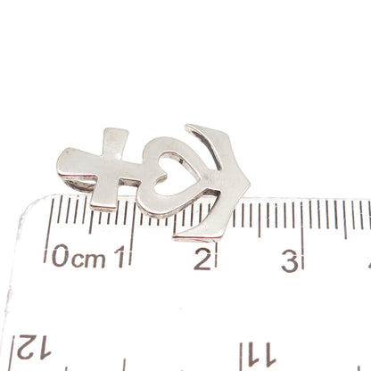 John W Kessler 925 Sterling Silver Vintage Faith Hope & Love Slide Charm Pendant