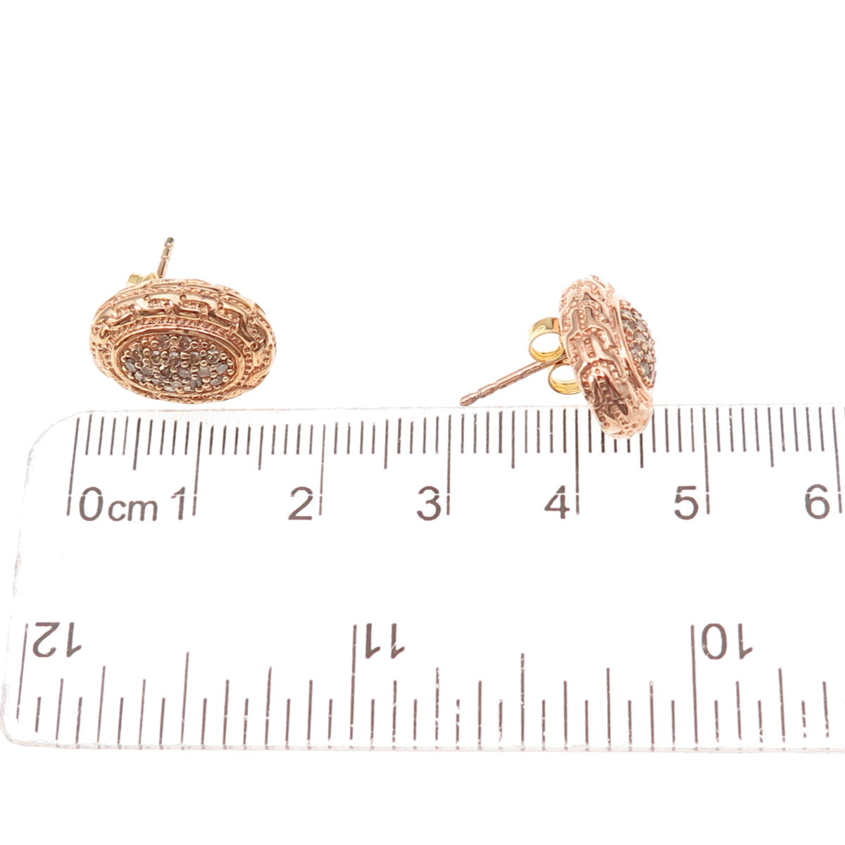 925 Sterling Silver Rose Gold Plated Real Round-Cut Diamond Earrings